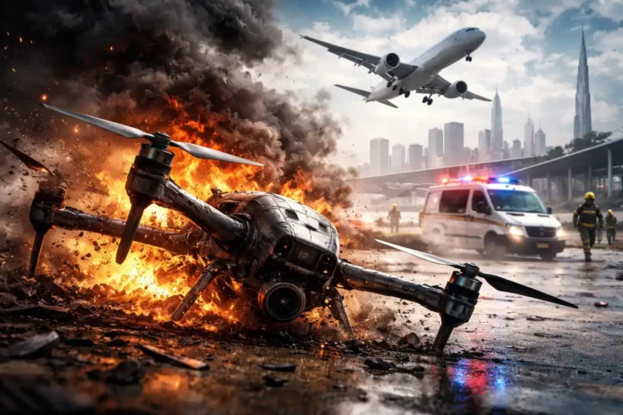 Drone Crash Near Dubai Airport Leaves Four Injured | dailynewstube.com